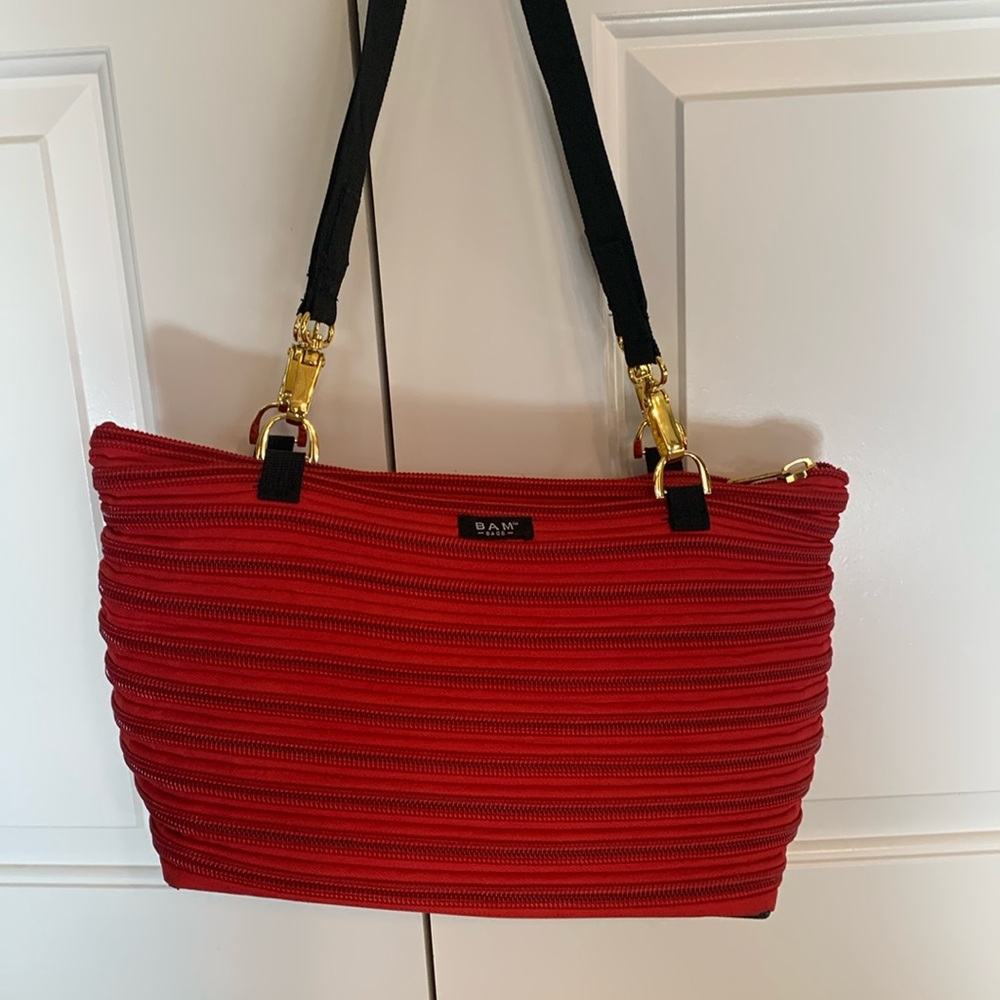 BAM Bags red zipper purse